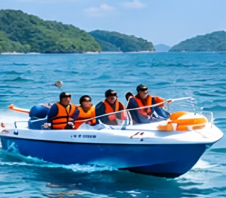 Guests enjoying a speed boat ride